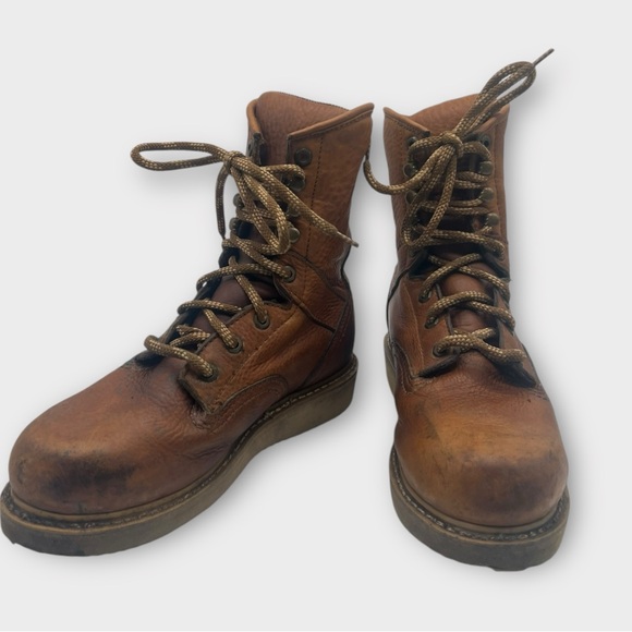 Georgia Wedge Work Boots Mens Size 9 W Barracuda Gold Leather G8152 Good Cond! - Picture 5 of 10